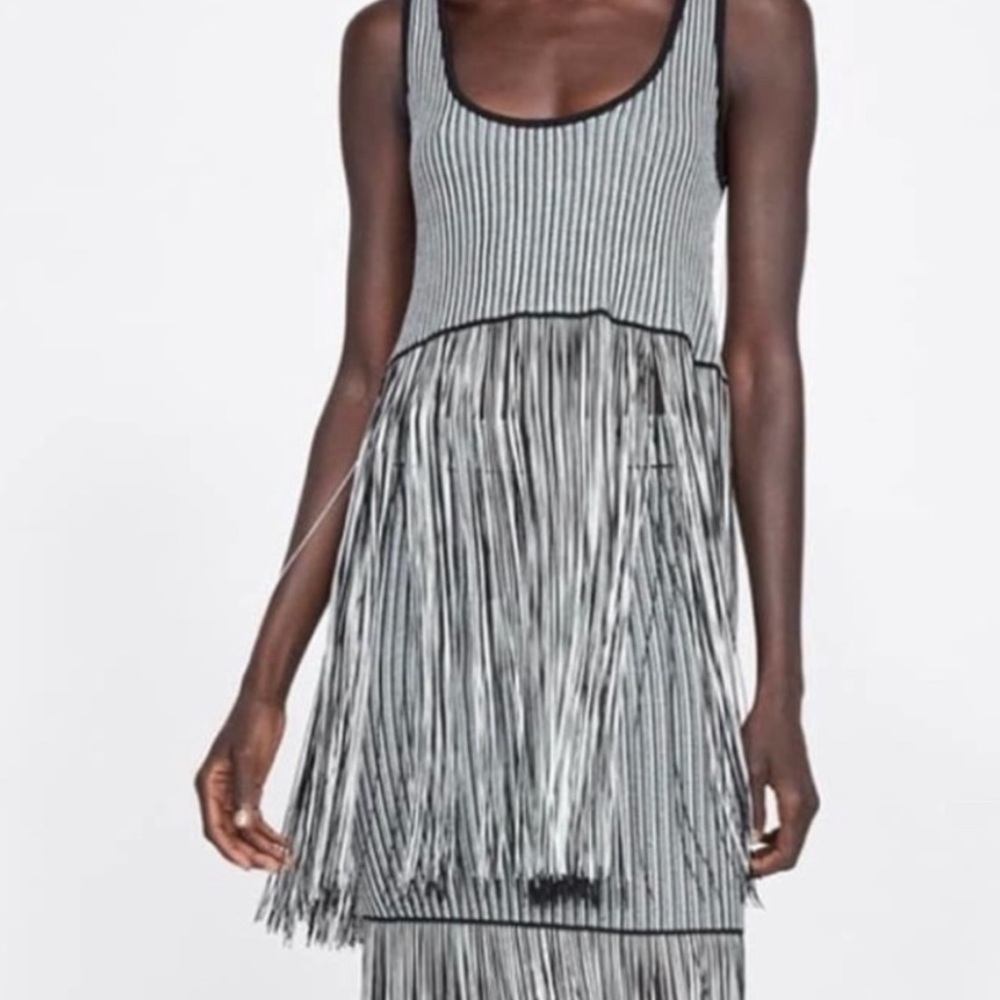 Zara Fringe Black & White Shirt